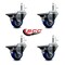 Service Caster 3'' Blue Poly Swivel 7/16'' Grip Ring Stem Caster Set with Brake, 4PK SCC-GR20S314-PPUB-BLUE-PLB-716138-4 - alternate 2